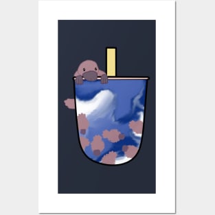 Platypus Butterfly Pea Boba Milk Tea Posters and Art